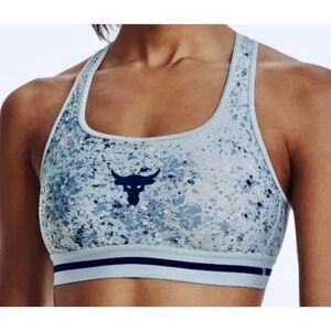 Under Armour Project Rock Sports Bra Blue Speckle Print Crossback Medium M